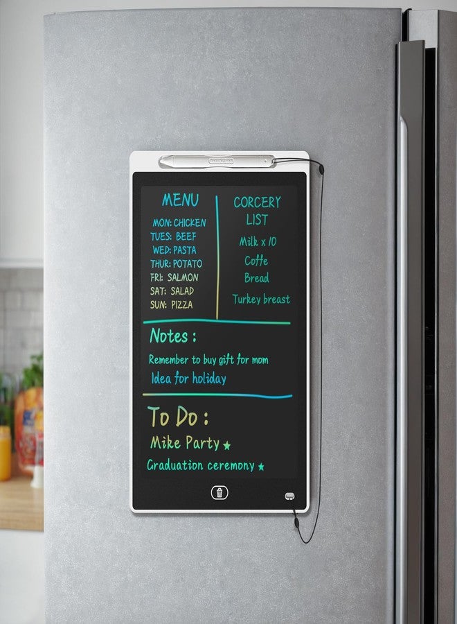 onbuwws Magnetic Board for Fridge, 9.8”×6.7” Small LCD Writing Tablet Blackboard Grocery to Do List Magnet Pad Dry Erase White Black Whiteboard Adult Chore Chart Refrigerator Digital Notepad Message Center - Image 1