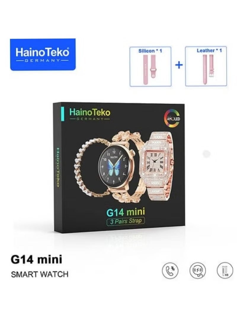 هينو تيكو ساعة هاينو تيكو جي 14 ميني الذكية مع سوار أنيق بتصميم جميل و3 أزواج من الأشرطة - Image 1