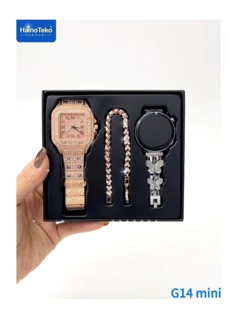 هينو تيكو ساعة هاينو تيكو جي 14 ميني الذكية مع سوار أنيق بتصميم جميل و3 أزواج من الأشرطة - Image 2