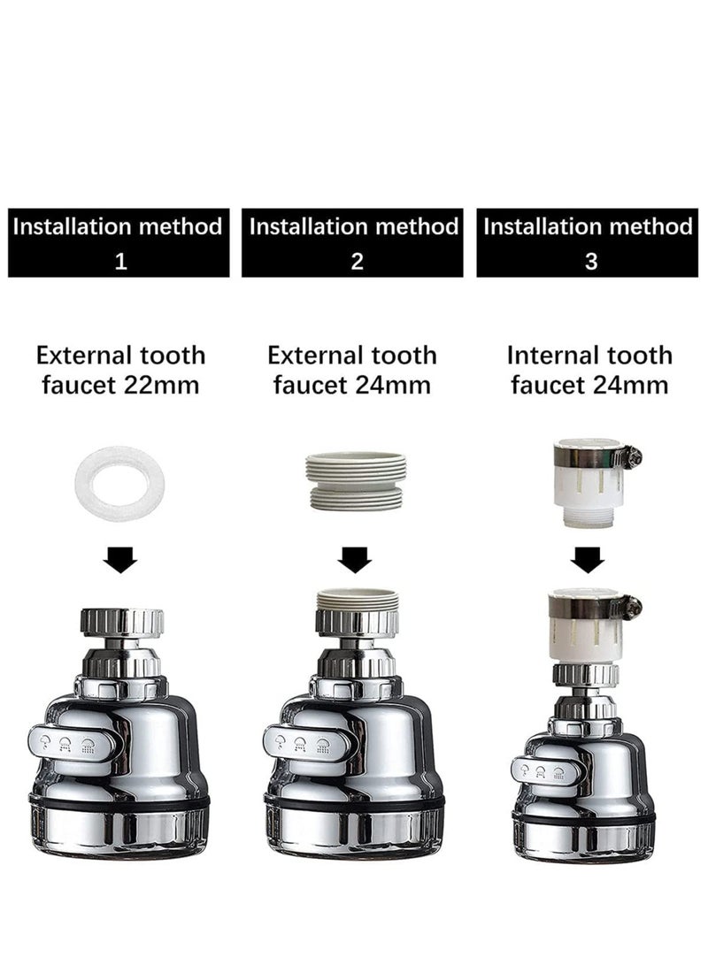 Kitchen Tap Head Water-Saving 3 Gear Adjustable, 360° Swivel, Splash-Proof Faucet Nozzle Filter for Bathroom Kitchen Sink Spray Tap Attachment, with 3 Modes Adjustment, Save Water and Easy to Instal - Image 5