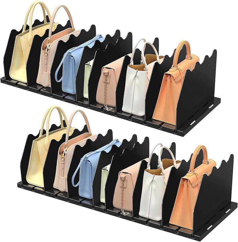 Horoof Home Adjustable Black Acrylic Purse Organizer - 2pcs Handbag & Pocketbook Storage Rack - Image 1