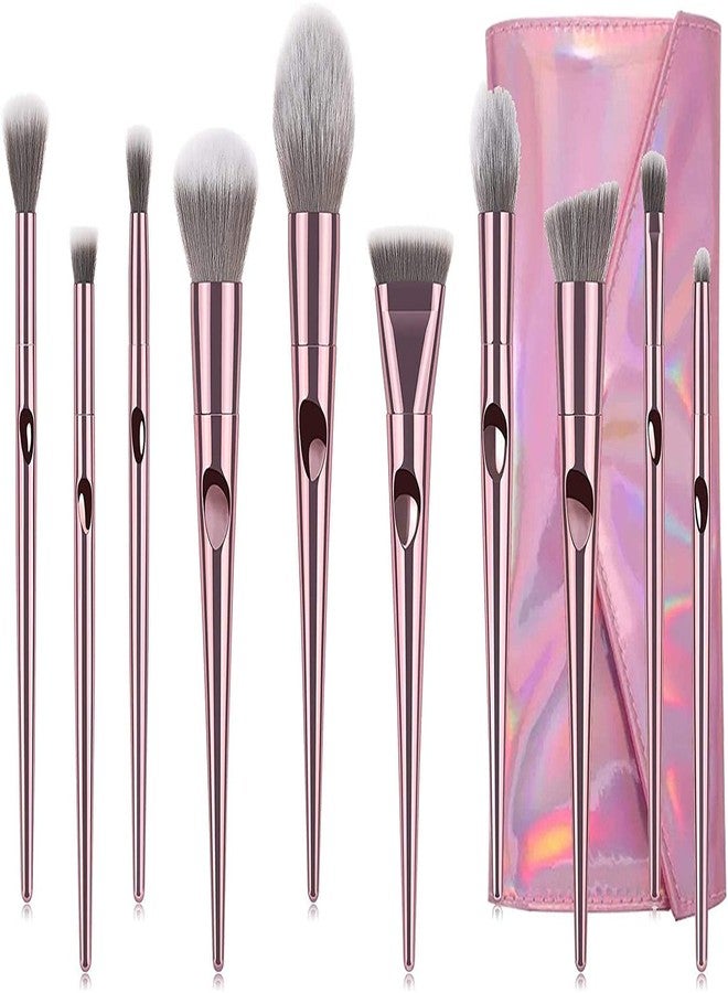 Ruby Face Rubyface Makeup Brushes Set, 10 Pcs Makeup Brushes Premium Synthetic Eyeshadow Contour Highlight Foundation Professional Makeup Brush Set with Cosmetic Bag for Women Girls - Image 2