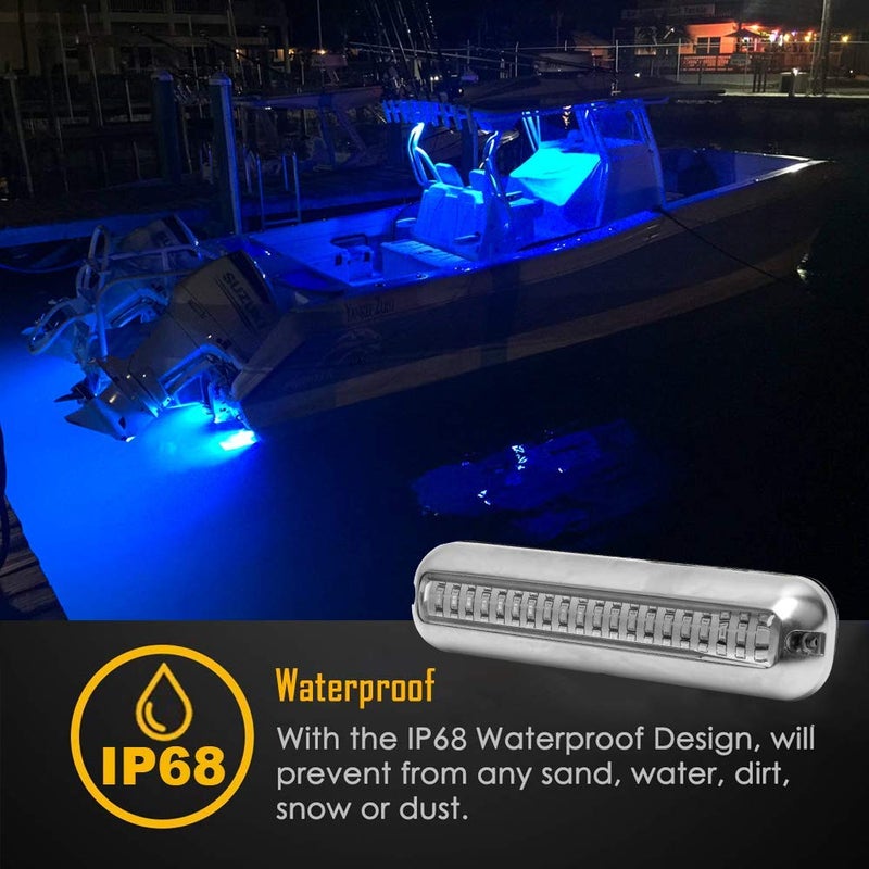 HUSUKU SOOP3 PRO 6.7" 2000LM 60LED Waterproof 316 Stainless Steel Trim Ring Boat High-Intensity LED Underwater Light Clear Lens Pontoon Marine/Boat Transom (Blue) - Image 5
