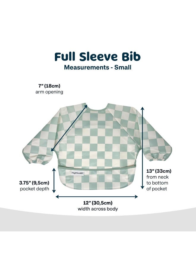 Tiny Twinkle Mess Proof Baby Bib,Waterproof Smock Baby Bib for Eating,Machine Washable Long Sleeve Bib,Baby Led Weaning,Toddler Bib,BLW Supplies(Checkers Sage, Small 6-24 Months) - Image 5