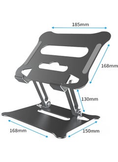 SHOPI Laptop Stand Foldable Laptop Holder with Heat Vent Ergonomic Portable Aluminum Computer Stand for Desk Adjustable Laptop Riser for MacBook Pro/Air Dell HP Lenovo Black  - Image 2