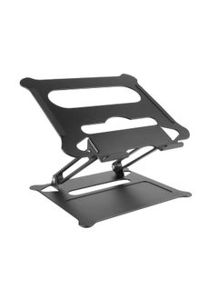 SHOPI Laptop Stand Foldable Laptop Holder with Heat Vent Ergonomic Portable Aluminum Computer Stand for Desk Adjustable Laptop Riser for MacBook Pro/Air Dell HP Lenovo Black  - Image 1