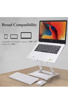 SHOPI Laptop Stand Foldable Laptop Holder with Heat Vent Ergonomic Portable Aluminum Computer Stand for Desk Adjustable Laptop Riser for MacBook Pro/Air Dell HP Lenovo Black  - Image 4