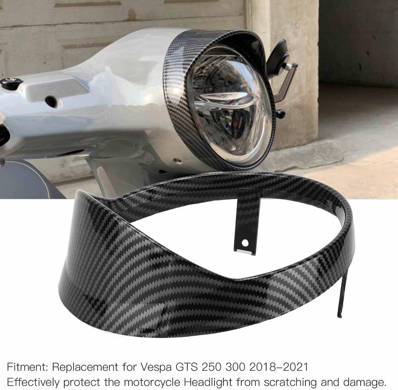 woobles Motorcycle Headlight Ring Visor ABS Motorcycle Headlight Cover Blocking Edge Replacement for Vespa GTS 250 300 2018\u20112021 Motorcycle Headlight Trim Head Lamp Protector(A(Carbon Pattern)) A(Carbon pattern) - Image 4
