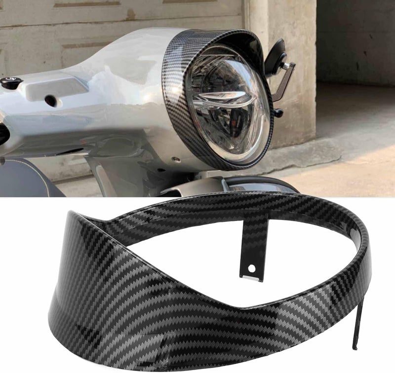 woobles Motorcycle Headlight Ring Visor ABS Motorcycle Headlight Cover Blocking Edge Replacement for Vespa GTS 250 300 2018\u20112021 Motorcycle Headlight Trim Head Lamp Protector(A(Carbon Pattern)) A(Carbon pattern) - Image 3