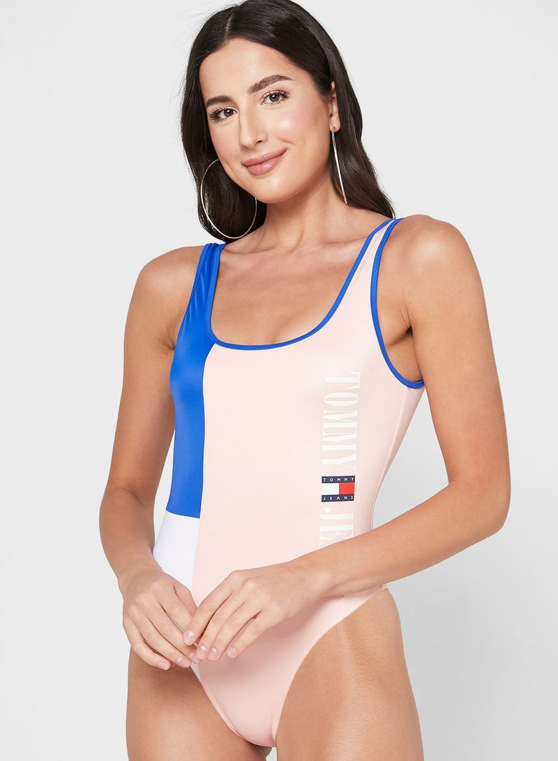 Color Block High Leg Swimsuit