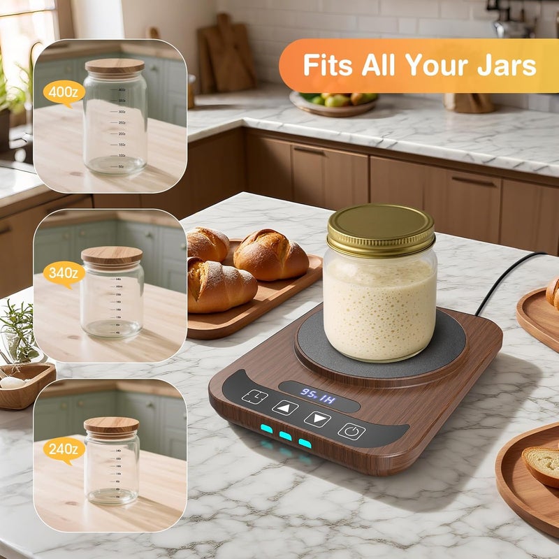 MQFORU Sourdough Starter Warmer, Precise 1°F Thermostat Control (70-100°F) Sourdough Warming Mat, Auto Warming On/Off, 12-Hour Timer Sourdough Warmer for Home Baking (No Jar Included) - Image 5