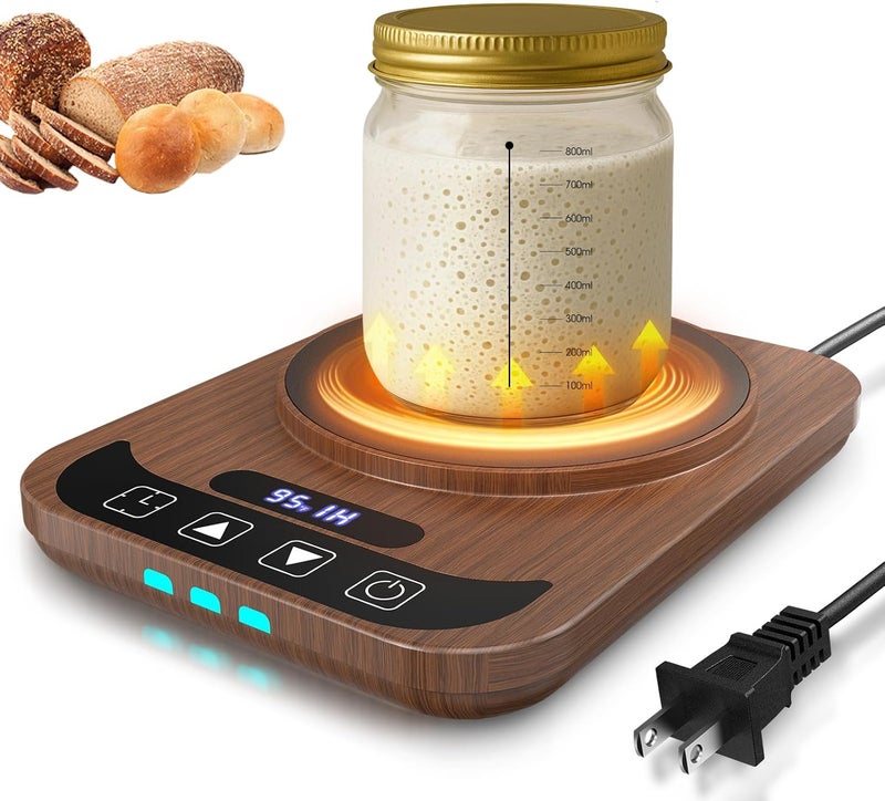 MQFORU Sourdough Starter Warmer, Precise 1°F Thermostat Control (70-100°F) Sourdough Warming Mat, Auto Warming On/Off, 12-Hour Timer Sourdough Warmer for Home Baking (No Jar Included) - Image 1