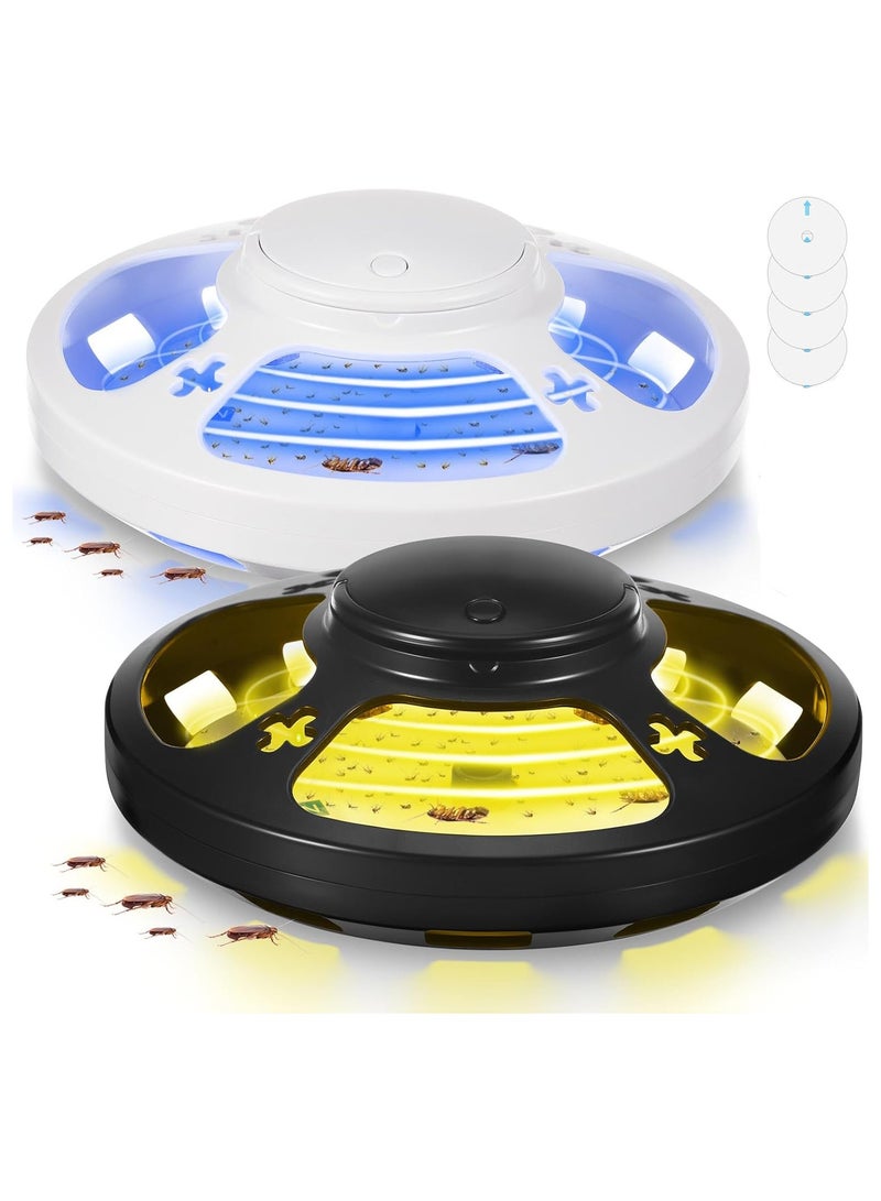 SYOSI 2 Pack Mosquito Trap with Sticky Boards, Flea Traps for Inside, UV Night Light Bug Catcher, Insect Trap Killer Works on Fleas, Moths, Mosquitoes for Home Office Use - Image 1