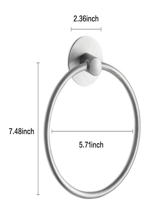 Besteffie Adhesive Towel Ring Wall Mount Hand Towel Ring Self Adhesive Towel Hanger Premium SUS304 Stainless Steel Rustproof Brushed Nickel, Kitchen, Bathroom Hand Towel Holder - Image 2
