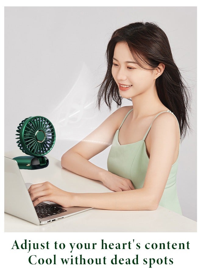 AQUILUX Portable Handheld Fan, Quiet mini Fan, 2400 mAh USB Rechargeable Personal Fan, Battery Operated Table Fan with 5 Speeds for Home , Travel, Commute, Makeup, Office (Green) - Image 2