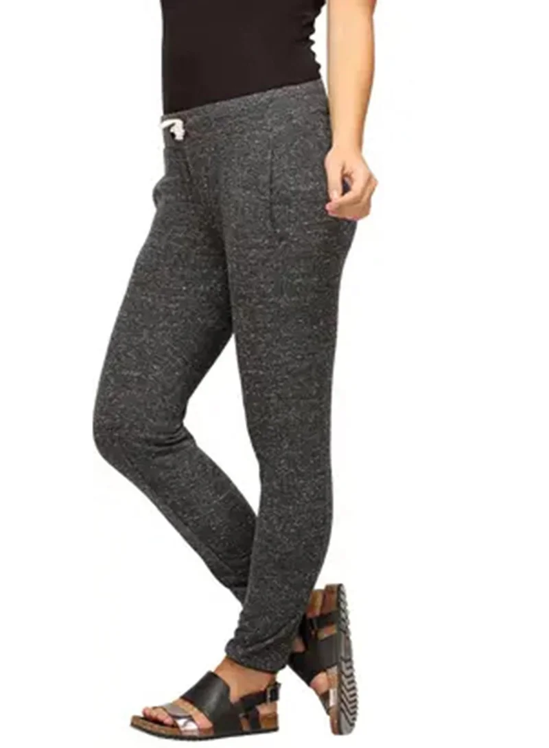 Campus Sutra Women's Charcoal Grey Heathered-Knit Trackpants