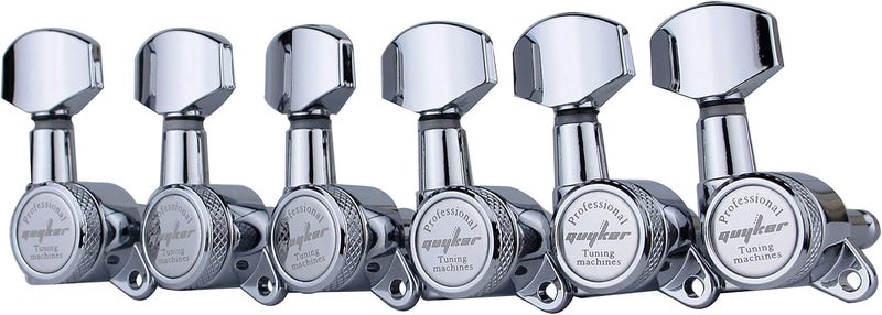guyker Guitar Locking Tuners (6 for Right) - 1:18 Lock String Tuning Key Pegs Machine Head with Hexagonal Handle Replacement for ST TL SG LP Style Electric, Folk or Acoustic Guitars - Chrome - Image 2