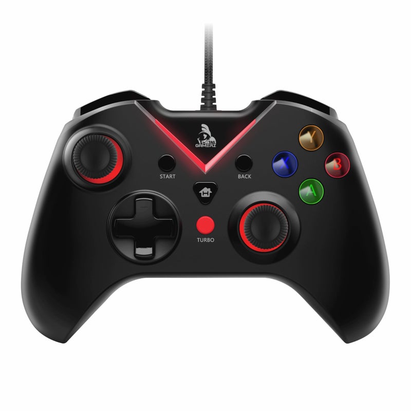 TAG G1000 USB Gamepad Dual Vibration Motor Turbo Mode Accurate Joysticks Ergonomic Design V strip LED Indicator High Performance Gaming Controller Remote Plug And Play Supports PC PS3 - Image 1