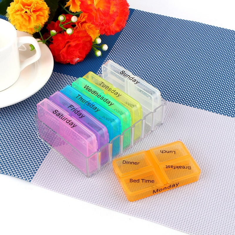 7 Days Weekly Dispenser Am Pm Storage Pill Box Container Tablet Sorter Medicine Case Organizer - Image 1