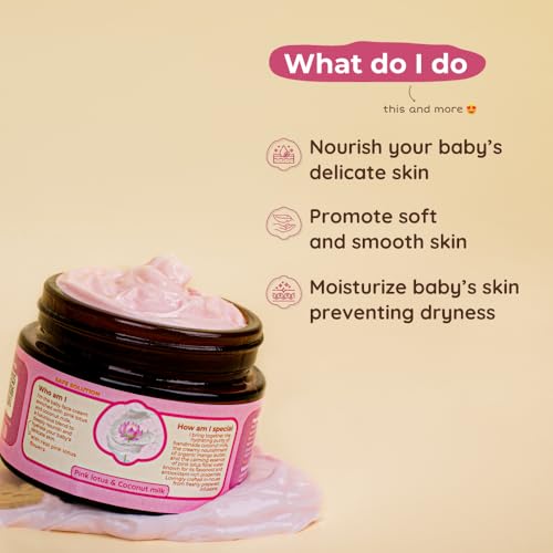 ROOT and SOIL - Pink Lotus & Coconut milk Face cream for Babies | Luxurious Blend of Mango Butter & Pink Lotus Water | Light weight Non greasy formula | 45 grams (3+ months to 8 years) - Image 4
