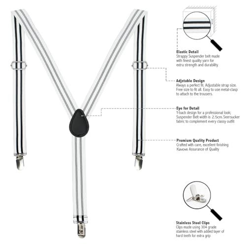 Kavove The Savvy Striped White Suspender - Image 3