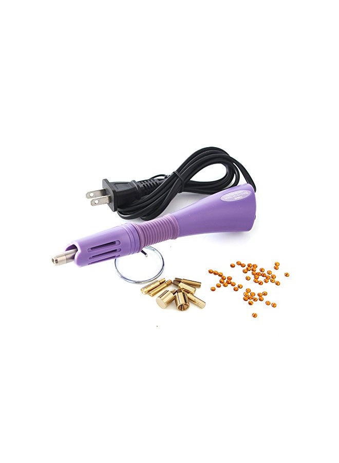 Co-link Hotfix Rhinestone applicator 7 in 1 Professional Iron-on Hot Fix Wand Crystal Gem Rhinestone Heat-fix Tool (Purple)  - Image 1