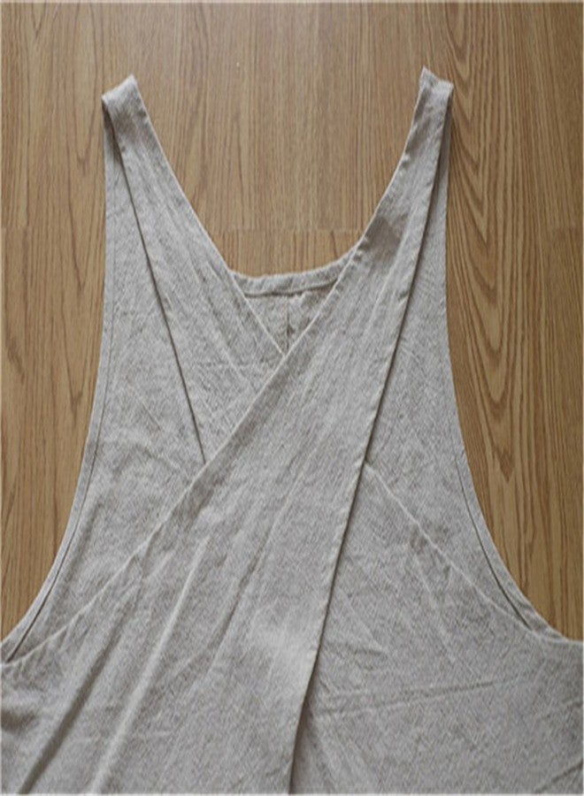AOBBYBBS Soft Cotton Linen Apron Solid Color Halter Cross Bandage Aprons Japanese Style X Shape Kitchen Cooking Clothes Gift for Women Chef Housewarming (Army Green) - Image 4
