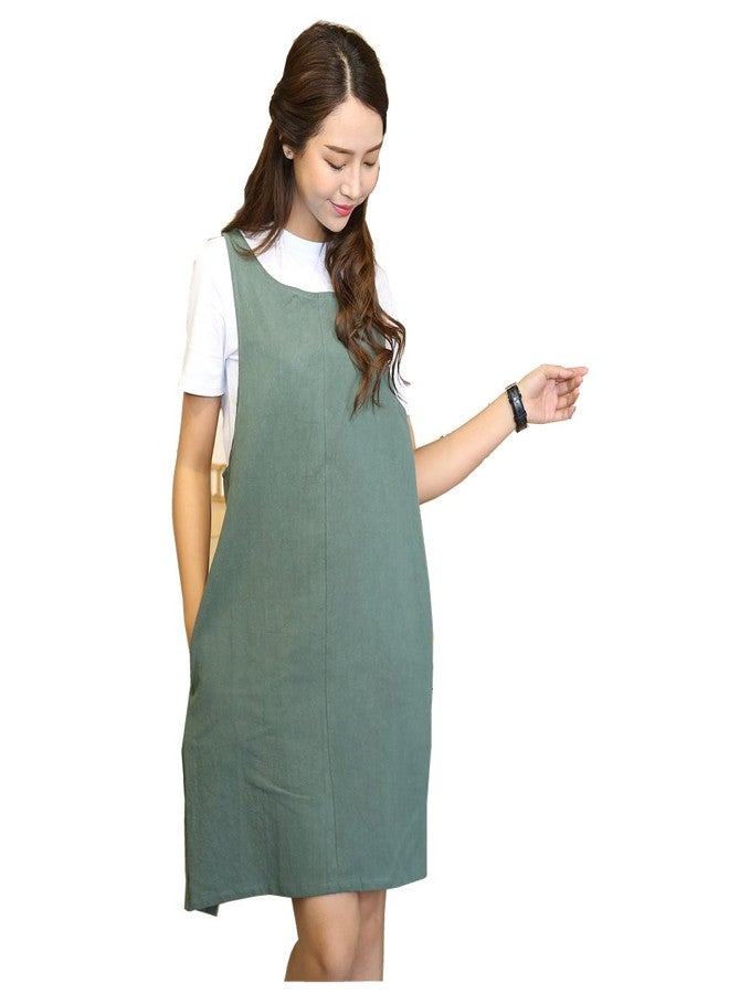 AOBBYBBS Soft Cotton Linen Apron Solid Color Halter Cross Bandage Aprons Japanese Style X Shape Kitchen Cooking Clothes Gift for Women Chef Housewarming (Army Green) - Image 3