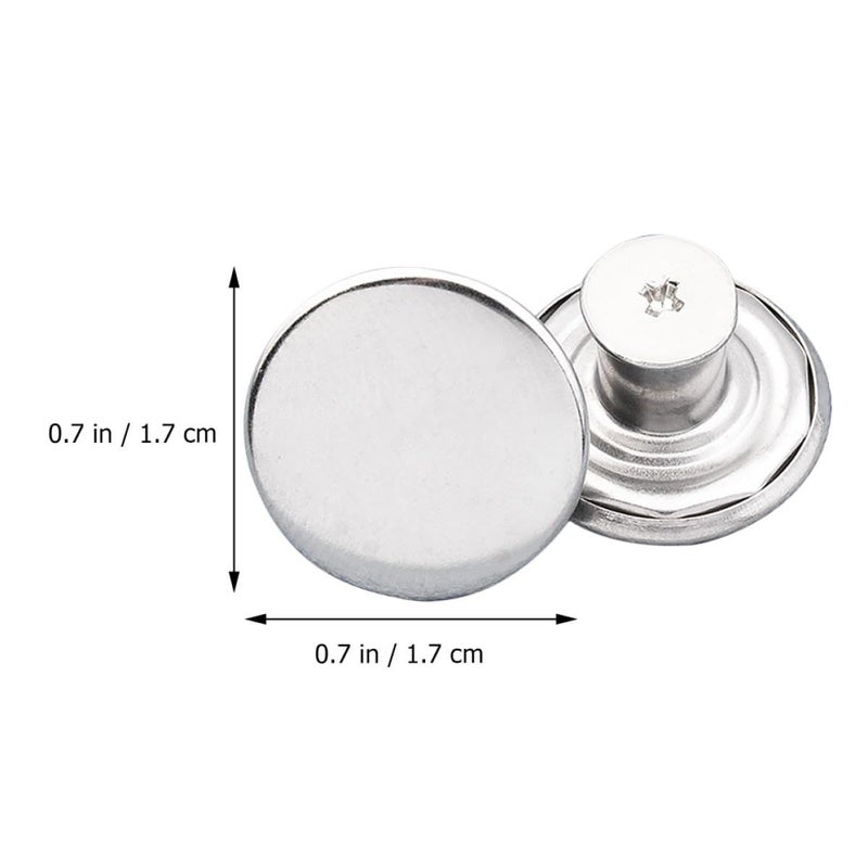 48 Metal Adjustable No Sew Jeans Buttons Silver Detachable Fasteners For Waistband Repair - Image 3