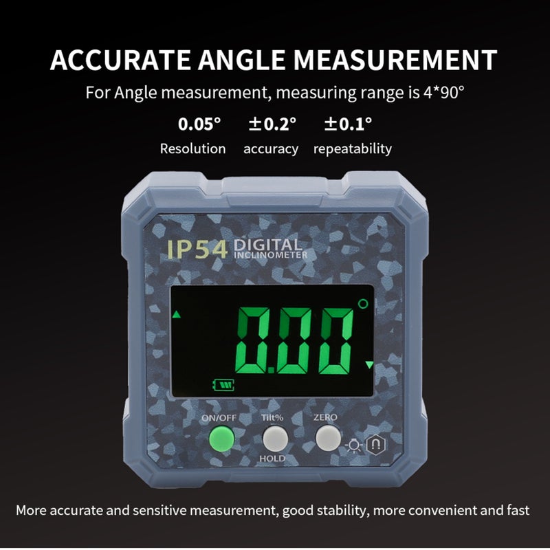 Digital Angle Finder, Mini LCD Display Digital Angle Gauge with Magnet Waterproof Protractor Inclinometer Bevel Box for Woodworking Telecommunication Automotive, Camouflage Blue - Image 4