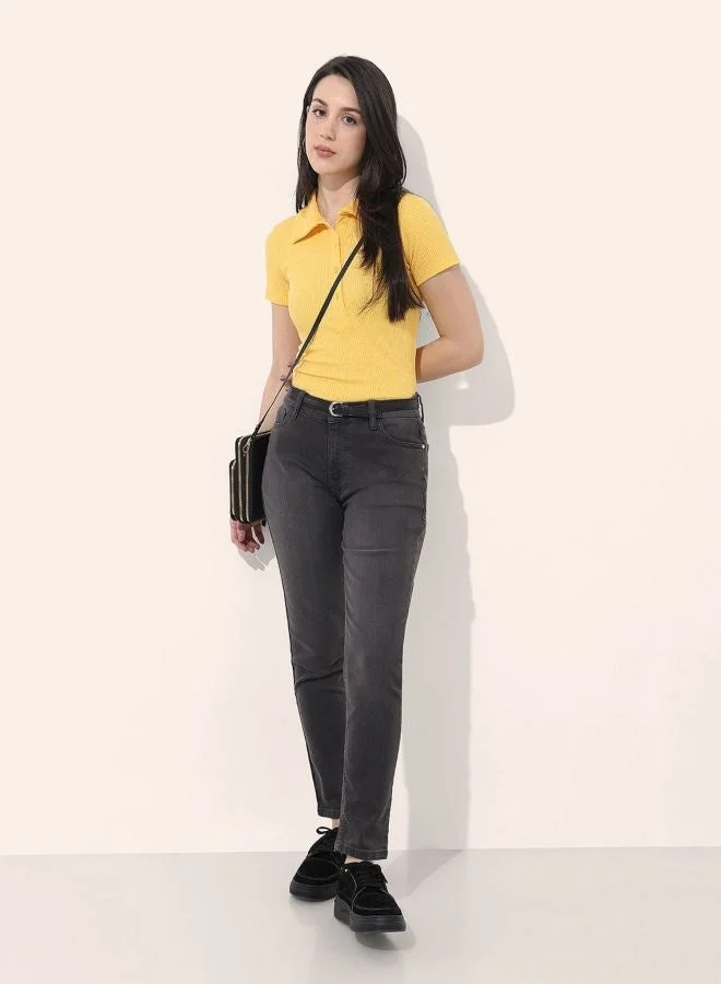 Freehand  Women Regular Fit Solid Shirt Collar Short Sleeve Top  | Best Price UAE