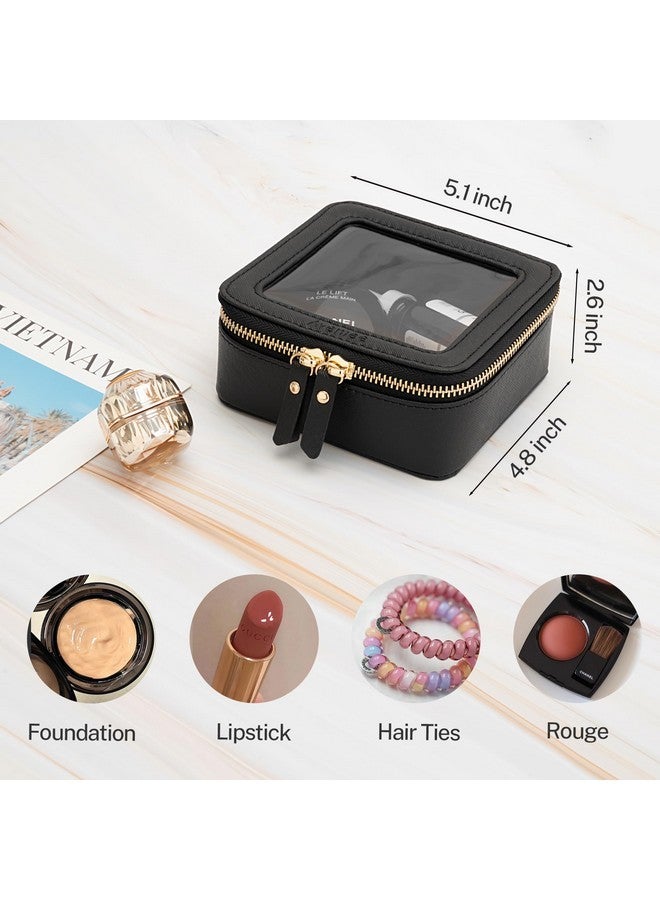 Aveniee Clear Makeup Bag Small, Mini Travel Toiletry Bag Cosmetic Bags Tsa Approved, Clear Makeup Case Pouch With Zipper, Car Organizer Essentials For Women Men(Mini-Black) - Image 2