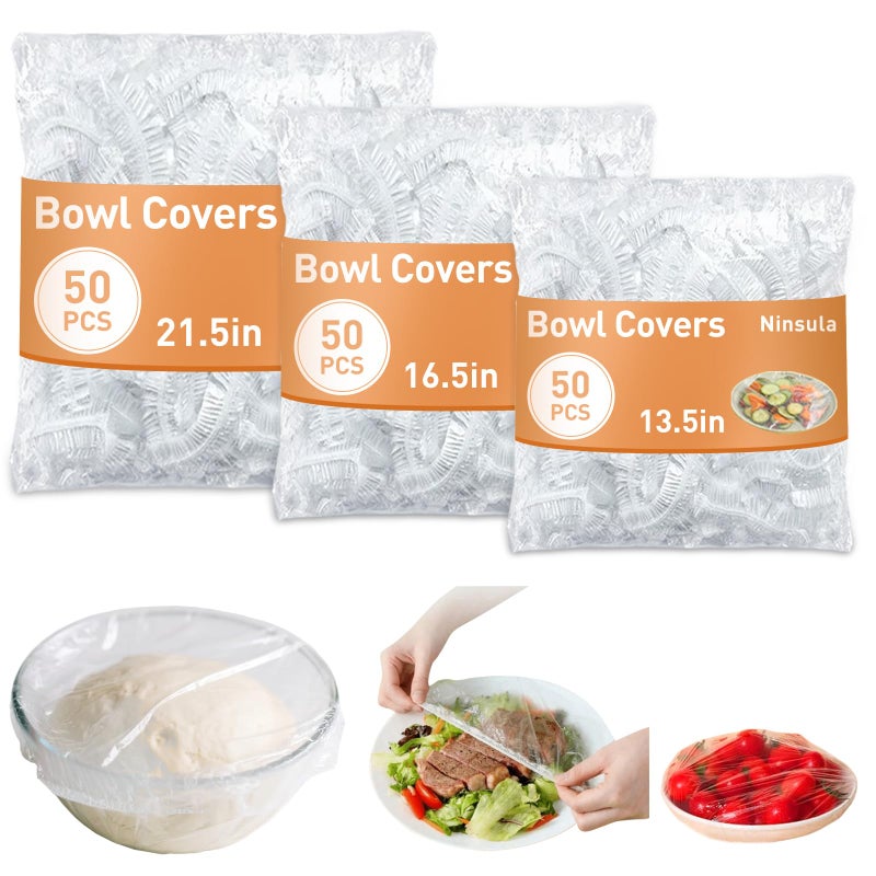 Ninsula 150 Pcs Bowl Covers for Bread Proofing, Plastic Bowl Covers Elastic, for Sourdough Bread Proofing, Keep Food Fresh, Shower Cap Hair Deep Conditioning, Dust Away - Image 1