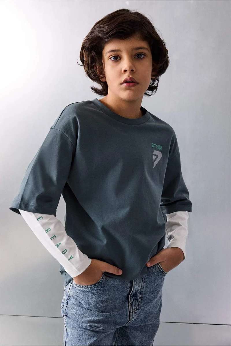DeFacto Oversize Printed Long Sleeve T-Shirt