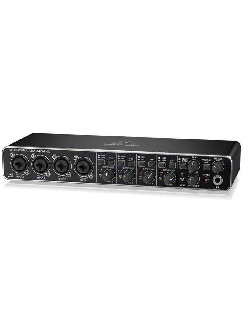 behringer - Behringer U-PHORIA UMC404HD Audiophile 4x4, 24-Bit/192 kHz USB Audio/MIDI Interface with Midas Mic Preamplifiers - Image 1