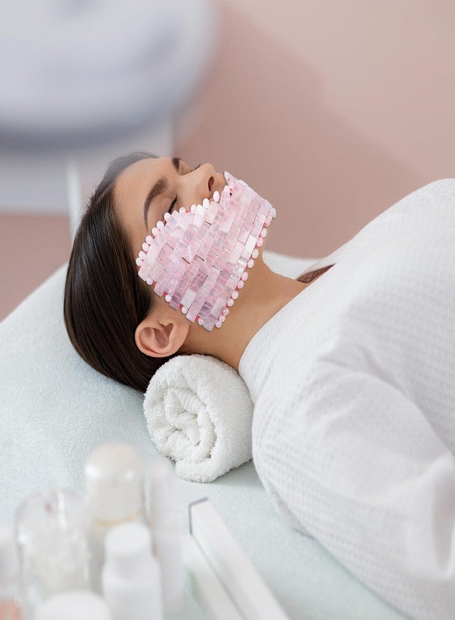 يو رو قناع العين من الكوارتز الوردي الطبيعي من يورو لوكس مع حقيبة تخزين مخملية، علاج ساخن أو بارد للاسترخاء، والانتفاخ، والصداع، وتخفيف التوتر، وتحسين الصحة العامة، وروتين العناية بالبشرة، والتأمل، والنوم - Image 4