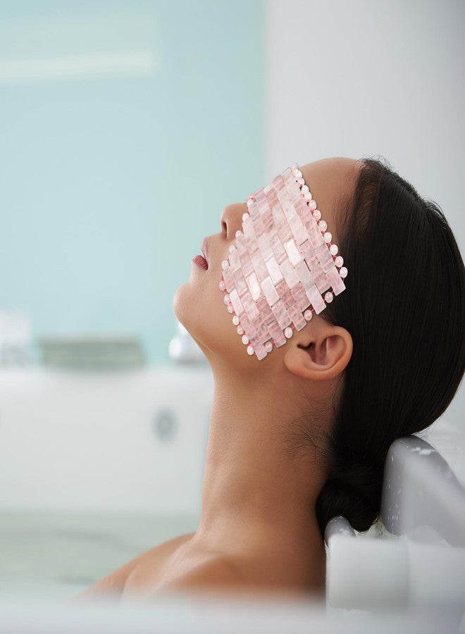 يو رو قناع العين من الكوارتز الوردي الطبيعي من يورو لوكس مع حقيبة تخزين مخملية، علاج ساخن أو بارد للاسترخاء، والانتفاخ، والصداع، وتخفيف التوتر، وتحسين الصحة العامة، وروتين العناية بالبشرة، والتأمل، والنوم - Image 3