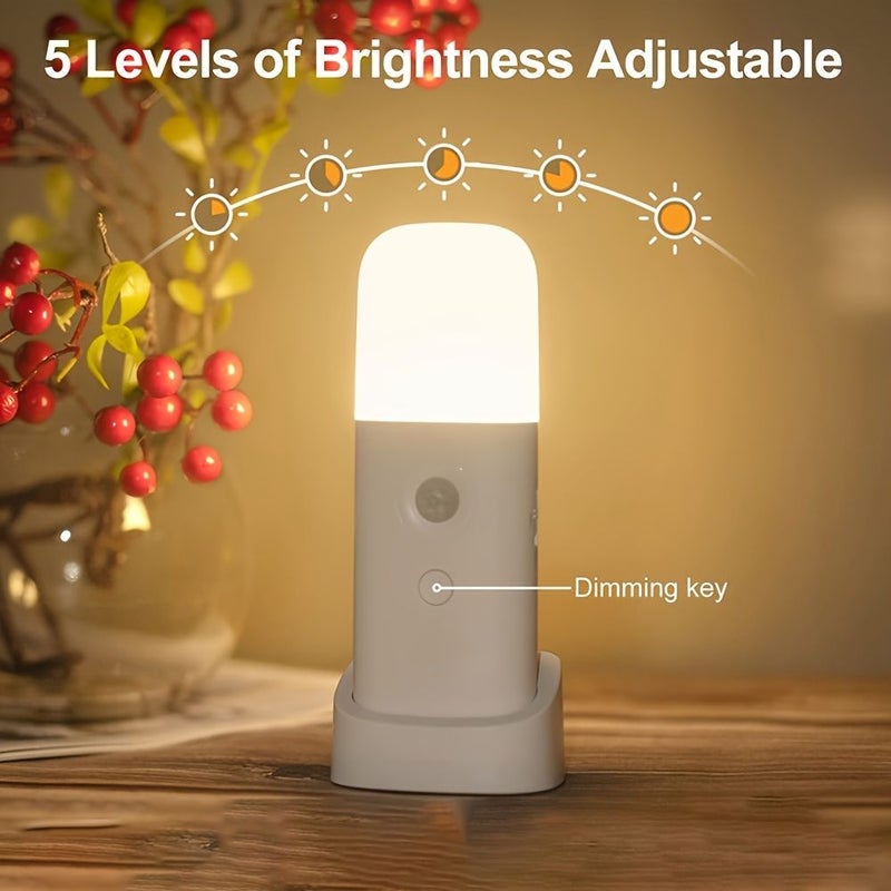 Cozy Warm White Smart Sensor LED Night Light With USB Rechargeable Dimmable Lamp And Built In 2000Mah Battery For Bedroom Hallway And Home Decor - Image 1