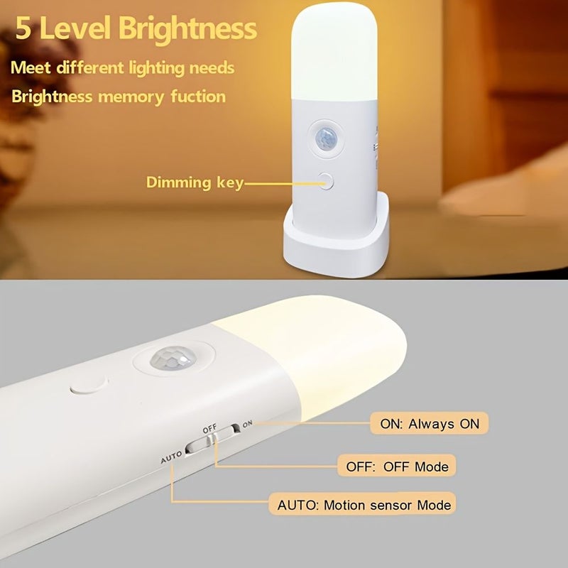 Cozy Warm White Smart Sensor LED Night Light With USB Rechargeable Dimmable Lamp And Built In 2000Mah Battery For Bedroom Hallway And Home Decor - Image 5