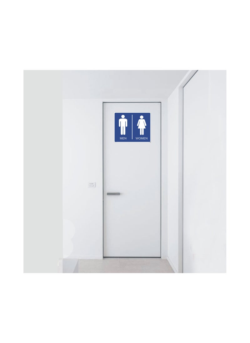 Generic - Guidance sign  vinyl bathroom door sticker for men's and women's bathrooms, to guide toilet doors and home walls blue color, 15 x 15 cm - Image 1