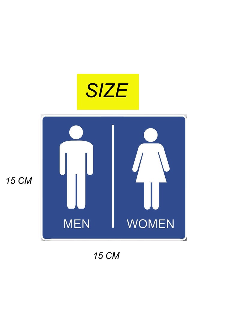 Generic - Guidance sign  vinyl bathroom door sticker for men's and women's bathrooms, to guide toilet doors and home walls blue color, 15 x 15 cm - Image 1