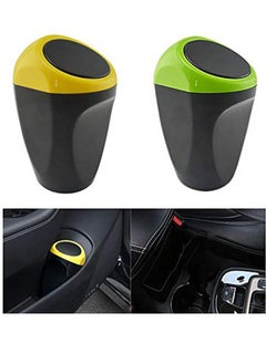2PCS Auto Car Trash Can, Mini Dust Bin Portable Garbage Bin, Garbage Can Waste Storage for Car Home Office Desktop  Interior Outdoor Camping （Yellow, Blue）