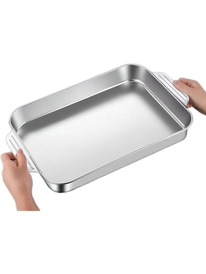 Stainless Steel Roasting Tray Grilled Fish Plate Baking Dish 45.5 27 8.7 CM - Image 1