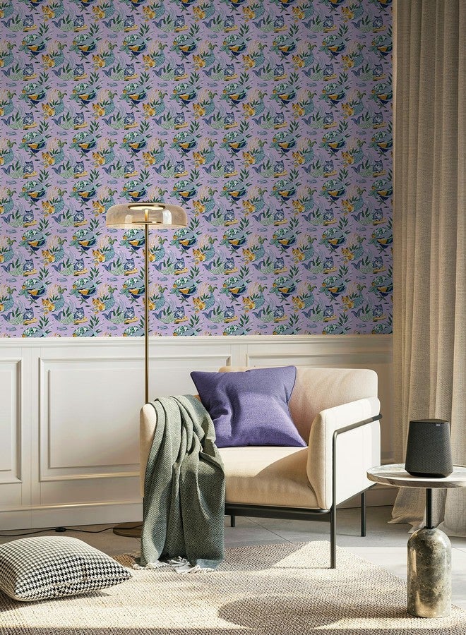 نو وولبيبر ورق جدران NuWallpaper x Printfresh Meowing Mermaids Lavender Peel and Stick، PFS6392 - Image 2