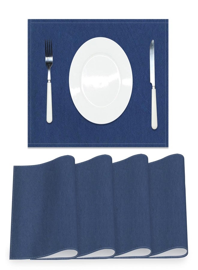 AOFOTO Dark Blue Placemats Set of 4 for Dining Table Solid Color Place Mats Washable Rectangular Table Mats for Party Home Kitchen Restaurant Decor 12x18 Inch - Image 1