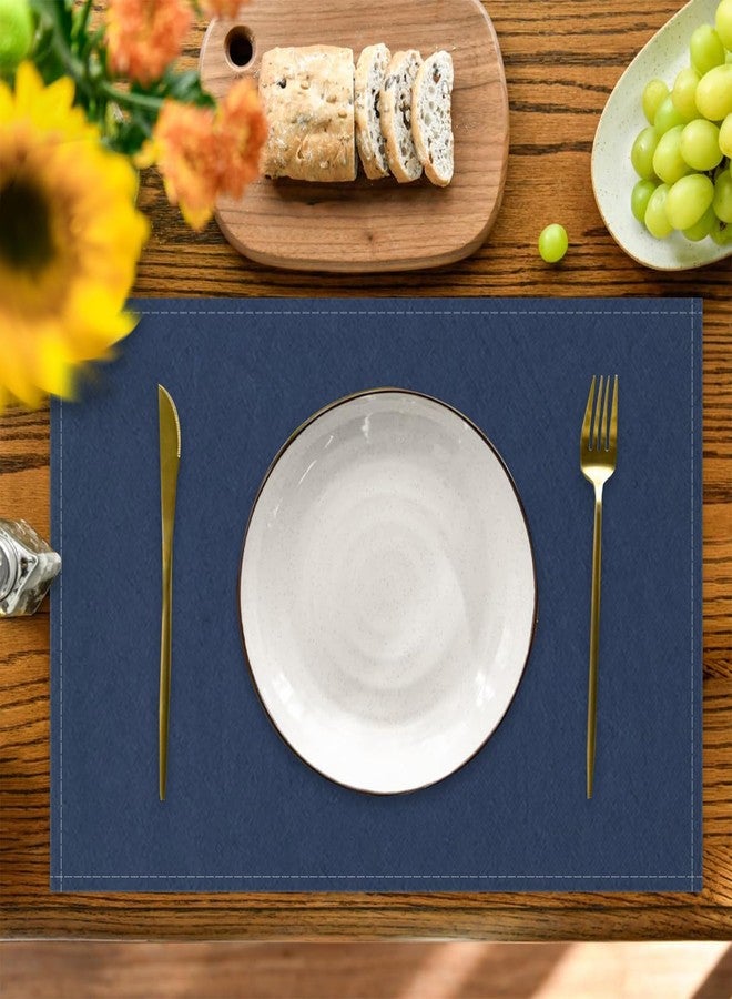 AOFOTO Dark Blue Placemats Set of 4 for Dining Table Solid Color Place Mats Washable Rectangular Table Mats for Party Home Kitchen Restaurant Decor 12x18 Inch - Image 4