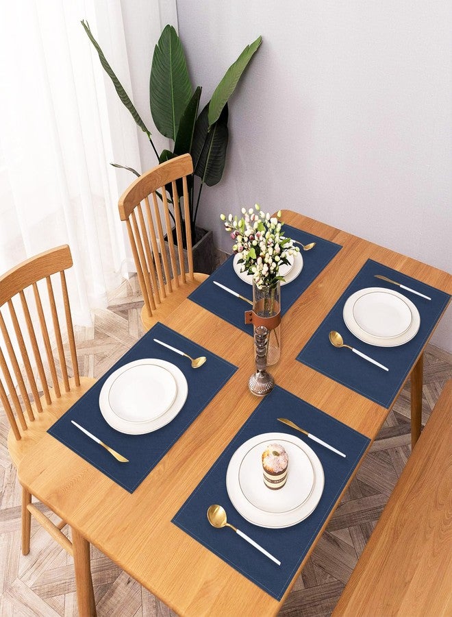 AOFOTO Dark Blue Placemats Set of 4 for Dining Table Solid Color Place Mats Washable Rectangular Table Mats for Party Home Kitchen Restaurant Decor 12x18 Inch - Image 5