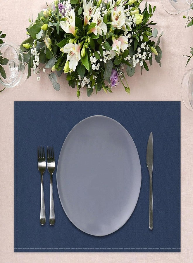 AOFOTO Dark Blue Placemats Set of 4 for Dining Table Solid Color Place Mats Washable Rectangular Table Mats for Party Home Kitchen Restaurant Decor 12x18 Inch - Image 3