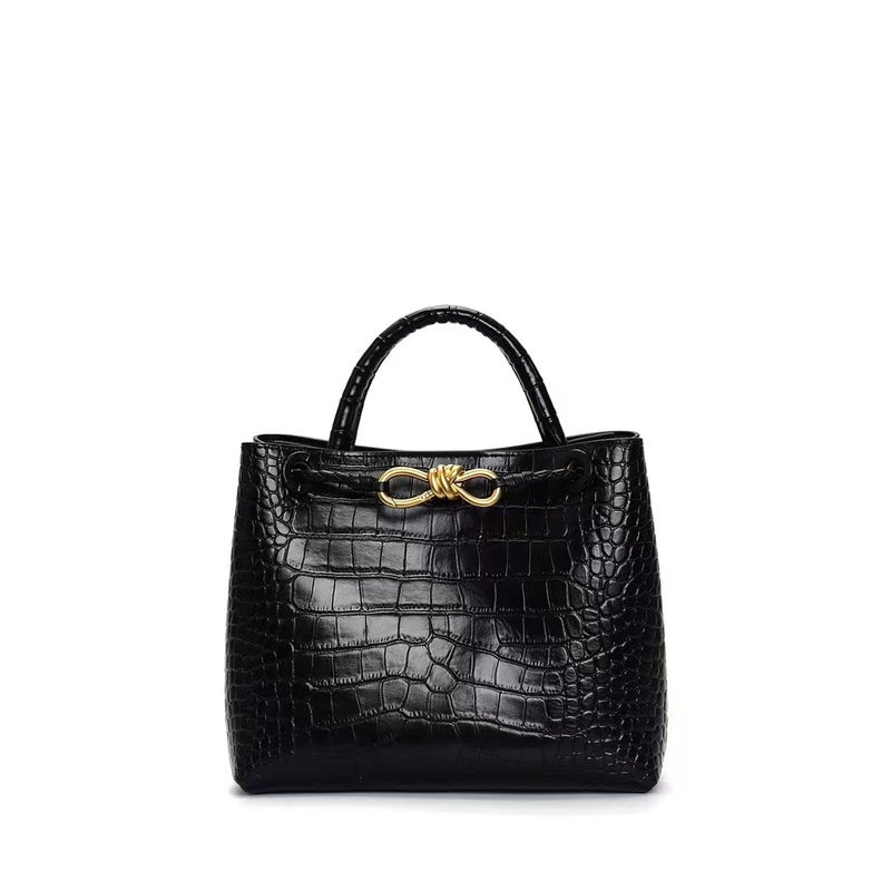 Top Layer Cowhide Shoulder Crossbody Bag Large Capacity Crocodile Pattern Handbag All-Match Commuter Tote Bag For Women - Image 3
