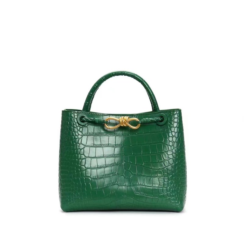 Top Layer Cowhide Shoulder Crossbody Bag Large Capacity Crocodile Pattern Handbag All-Match Commuter Tote Bag For Women - Image 1